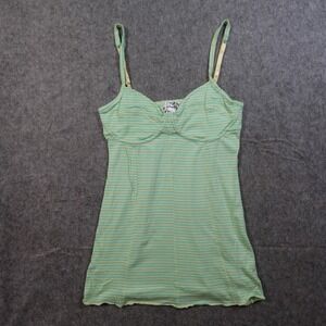 Free People Top Women Extra Small Green Yellow Striped Cami Pajama Cami Tank